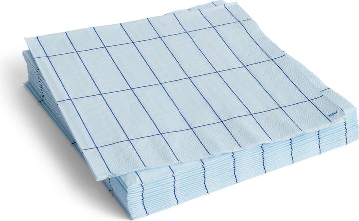 Produktbild HAY - Pattern Dinner Napkins - Set of 20 - Light Blue & Blue Grid (20 Stk., 40 x 40 cm)