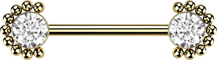 Actual product image Star Piercing Barbell Innengewinde vergoldet front Kugelhalbblume Kristall silber (without brass, Titanium)