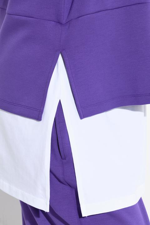 Produktbild Ulla Popken Sweatshirt, Bluseneinsatz, V-Ausschnitt, Langarm (50, 52)