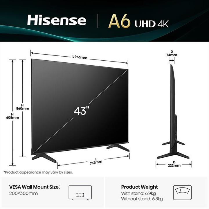 Image du produit Hisense 43A69Q Smart TV 43' LED 4K (43", LED, 4K)
