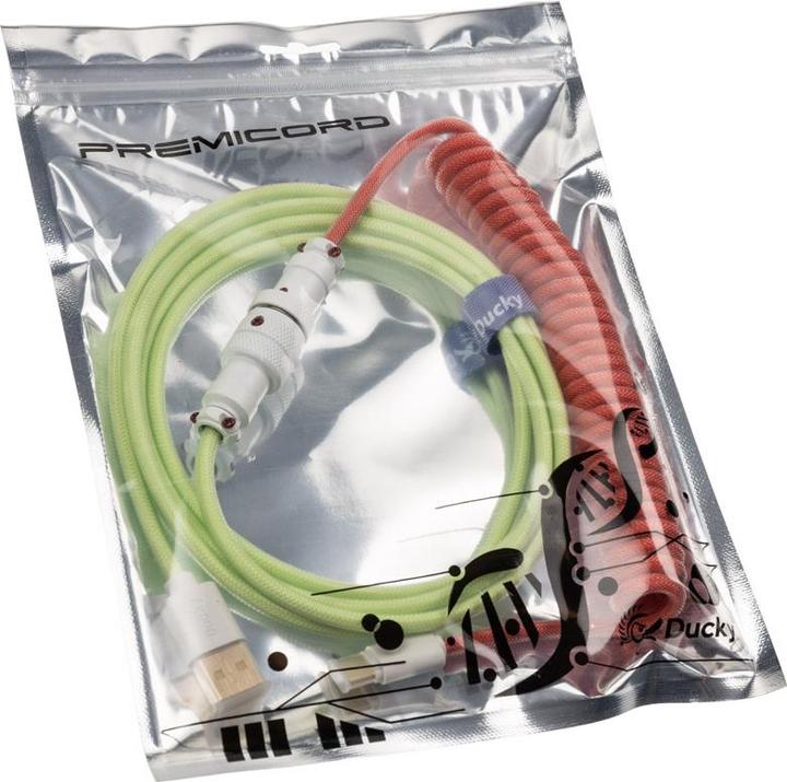 Actual product image Ducky Premicord Strawberry Frog Spiral Cable, USB Type C to Type A - 1.8m (1.80 m, USB 2.0)