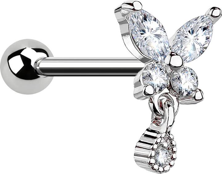 Immagine prodotto Star Piercing Micro Barbell silber Schmetterling mit Anhänger (Ottone, Acciaio chirurgico 316L)