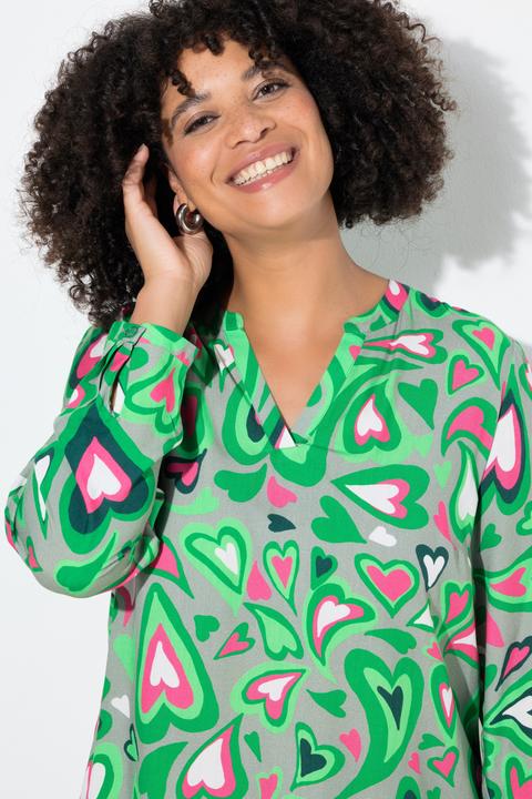 Actual product image Angel of Style Heart Pattern Tunic with Tunic Neckline and Long Sleeves (42)