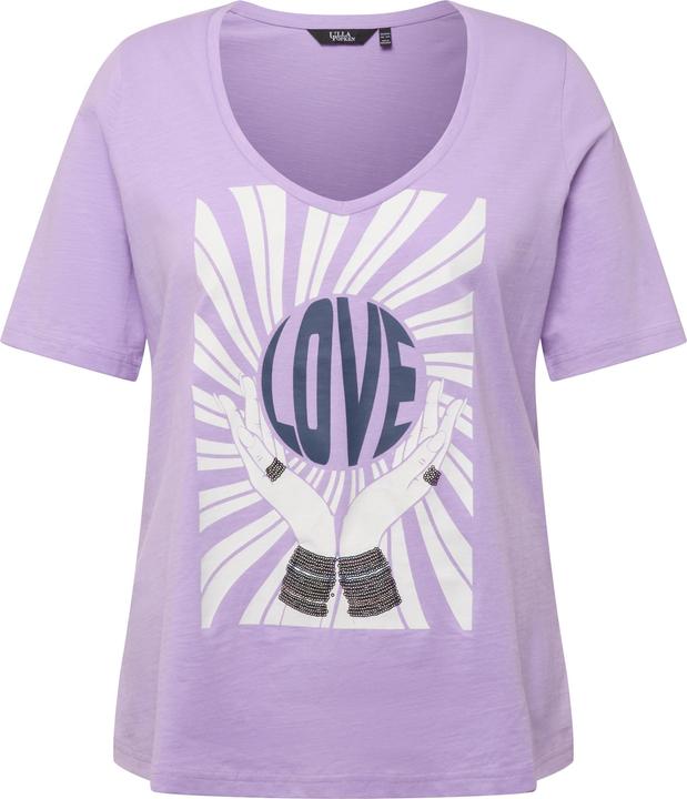 Produktbild Ulla Popken T-Shirt, Pailletten, Classic, V-Ausschnitt, Halbarm (50, 52)
