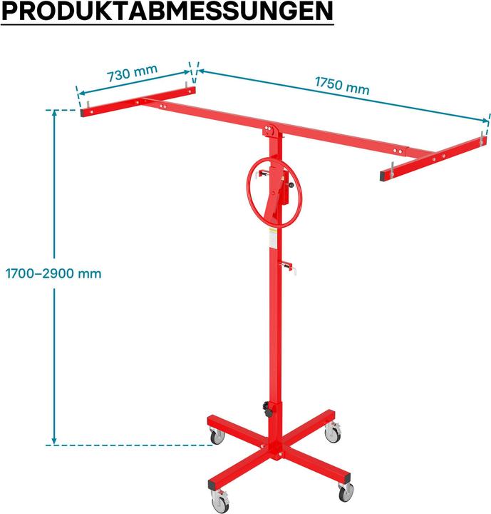 Actual product image Wiltec Panel lifter 40kg 170-290cm Assembly aid Panel lifter Drywall lift (40 kg)
