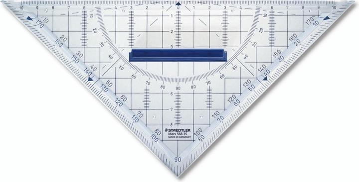 Immagine prodotto Staedtler Set Mars quadrato, ipotenusa 220 mm, acrilico cristallino, con borchie a inchiostro, manico (22 cm, Materiale sintetico)