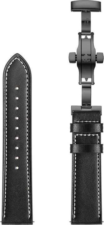 Actual product image EKO Watch strap genuine leather with folding clasp black (22 mm, Genuine leather)