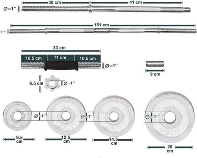 Produktbild Enerfit Kit Case Hantelscheiben Verchromt mit Wippe