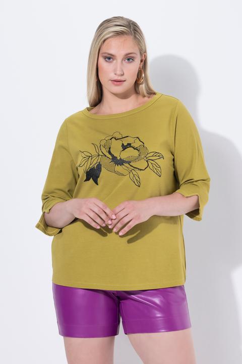 Immagine prodotto Ulla Popken Maglia con fiori, scollo a barca e maniche lunghe (62)