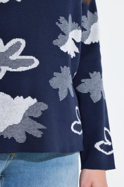 Produktbild Ulla Popken Pullover, Blüten, V-Ausschnitt, Langarm (54)