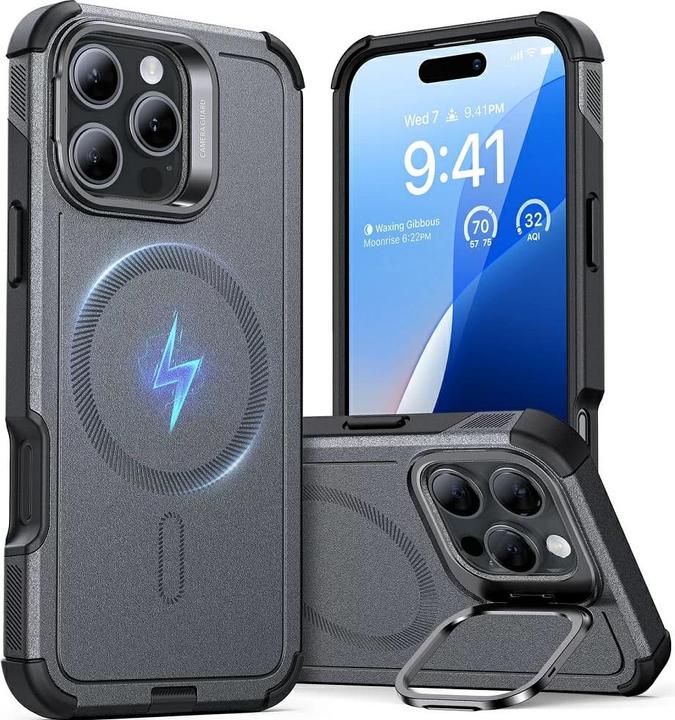 ESR - Cyber Armor Kickstand - iPhone 16 Pro Max - Grey (Apple iPhone 16 Pro Max)