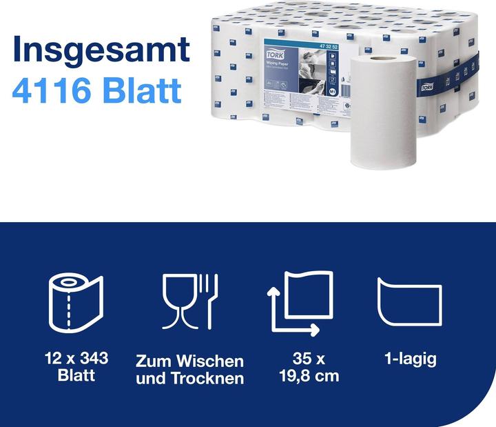 Actual product image Tork Multipurpose paper wipes with inner roll in M1 (12x)