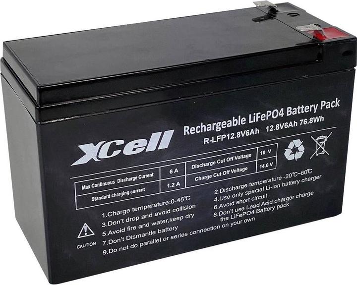 Actual product image XCell 12.8-6 Special rechargeable battery LiFePo block flat connector LiFePO 4 12.8 V 6000 mAh (12.80 V, 6000 mAh)