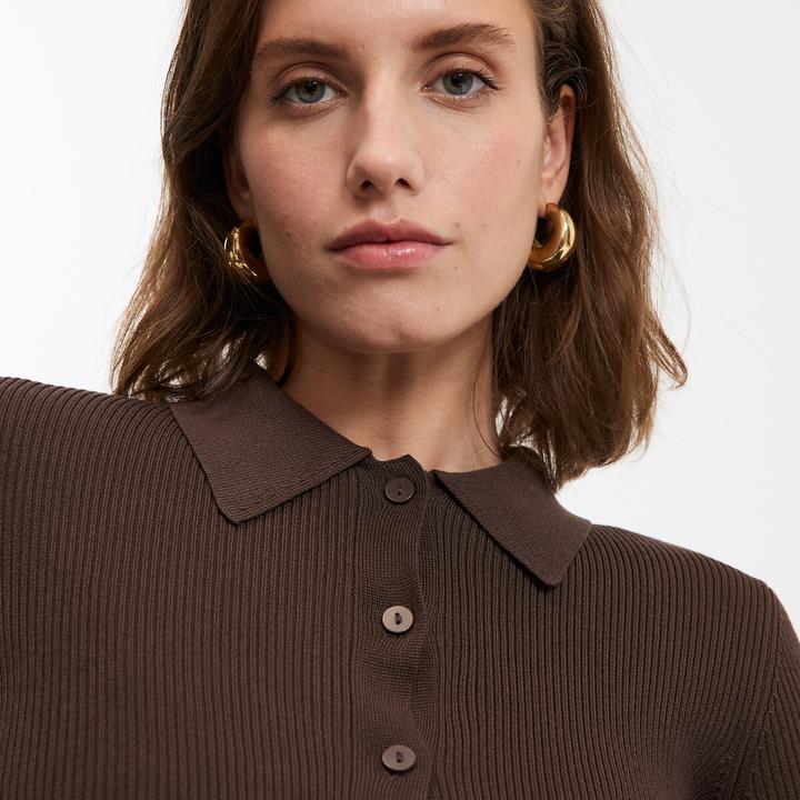 Produktbild La Redoute Collections Feinstrickcardigan mit Kragen und Knopfverschluss (XS)