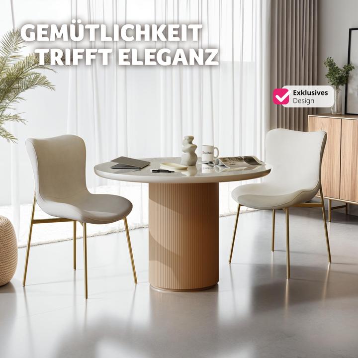 Immagine prodotto tectake Set di 2 sedie imbottite Tessa effetto velluto, ergonomiche, bianco/oro