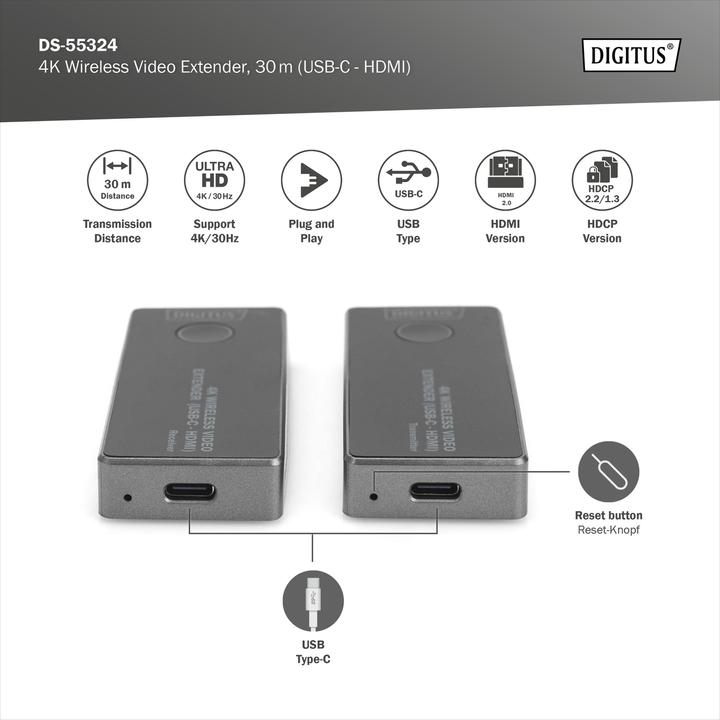 Produktbild Digitus DS-55324 (30 m, 4k Pass-through)
