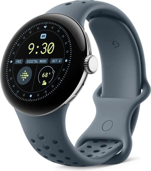 Image du produit Google Pixel Watch 3 (45mm), bande Active Sport (Silicone, Acier inoxydable)