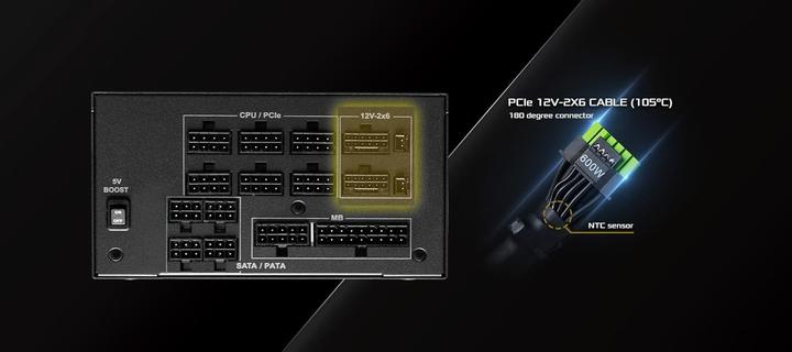 Productafbeelding AsRock Zasilacz PHANTOM GAMING 1300W 80 Plus Goud (1300 W)