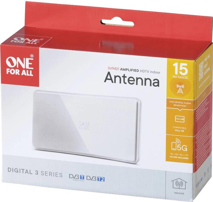 Actual product image One for All DVB-T2 Curved antenna 5G wht (Parabolic antenna, 42 dB, DVB-T / -T2)