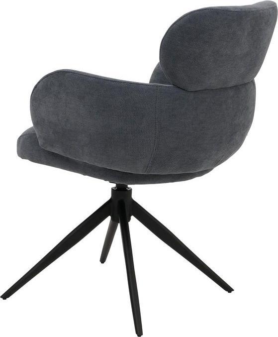 Immagine prodotto Mendler Esszimmerstuhl HWC-O77, drehbar Auto-Return, Stoff (310g/m²) Chenille Öko-Tex – grau-blau