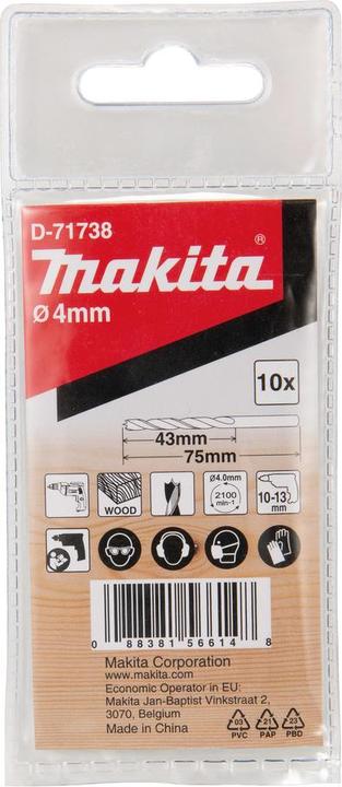 Actual product image Makita Mèches spirale à queue ronde (4 millimetres)