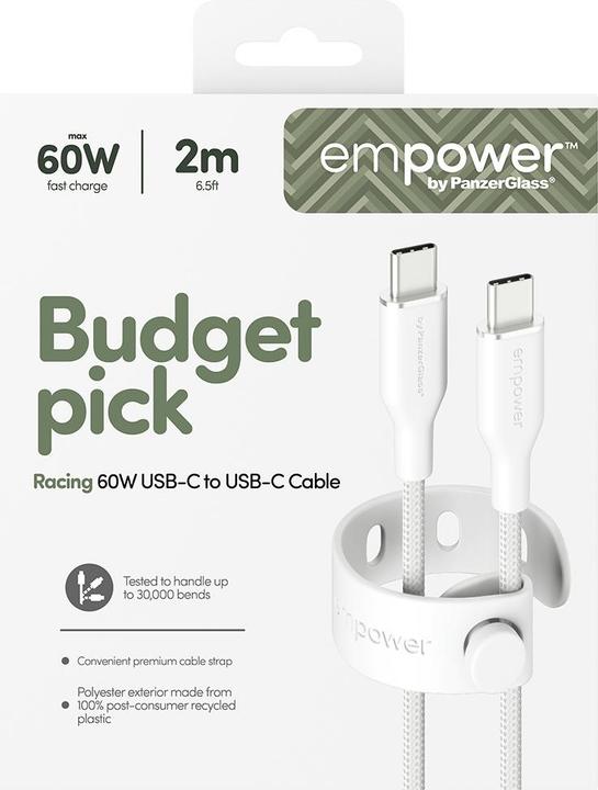 Produktbild PanzerGlass Racing USB-C to USB-C (2 m, USB 2.0, 60 W)