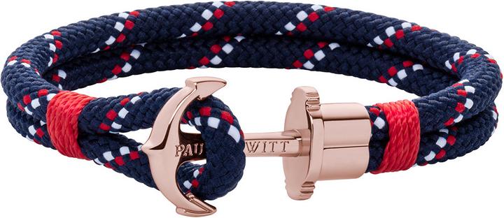 Immagine prodotto Paul Hewitt Bracciale ancora Phrep oro rosa nylon blu navy rosso bianco S (17 cm, Nylon)