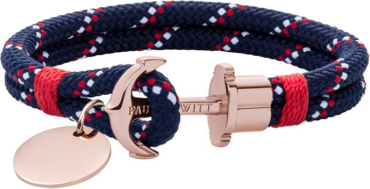 Immagine prodotto Paul Hewitt Bracciale ancora Phrep oro rosa nylon blu navy rosso bianco S (17 cm, Nylon)
