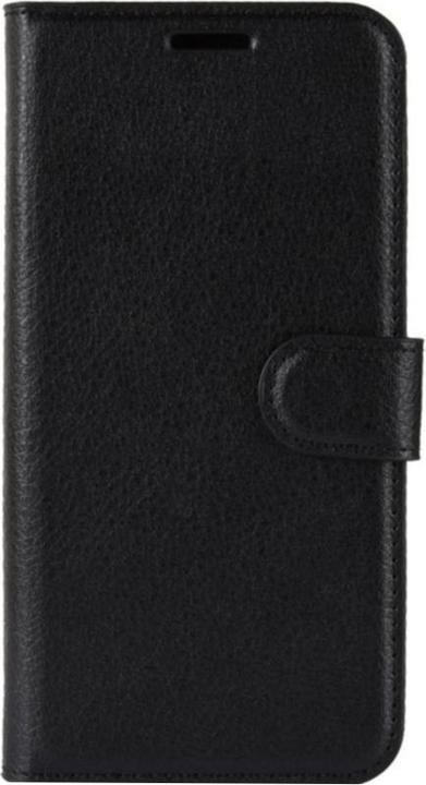 Apfelkiste Samsung Galaxy S10 Leder Flip Cover Litchi Look, Schwarz (Samsung Galaxy S10+)