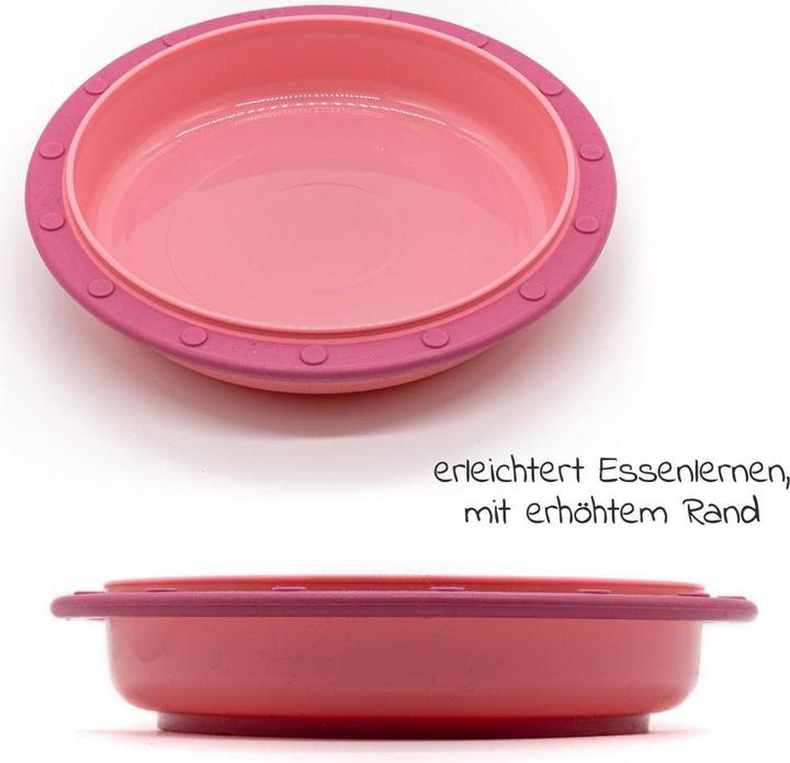 Produktbild MiaMia Kinderteller & Breischalen Babyteller zum Mitnehmen inkl. Besteck - Pink