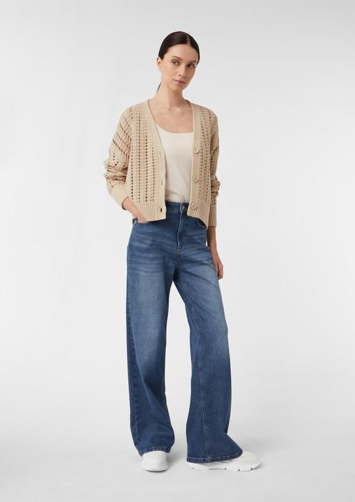 Produktbild Comma Strickjacke Cardigan aus Baumwollmix mit Lochmuster (M)