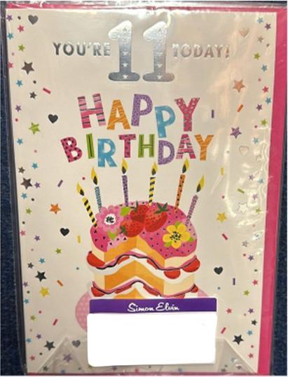 Actual product image Simon Elvin Cake 11th Birthday Greetings Card (Pack of 6) (6 pcs.)