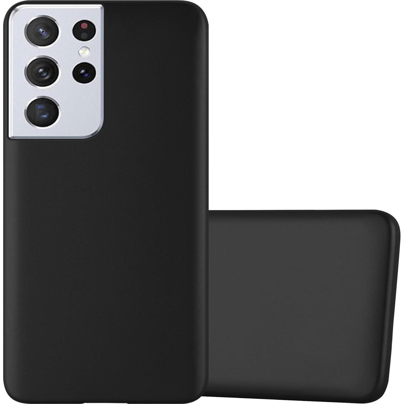 Cadorabo TPU Matt Metallic Cover (Samsung Galaxy S21 Ultra), Smartphone Hülle, Schwarz