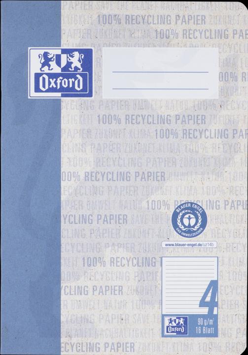 Image du produit Oxford Cahier d'école recyclé, A5, linéature 4 (A5, Pointillés, Non contraignant)