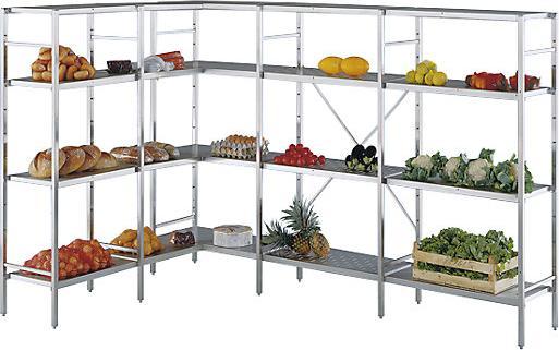 Image du produit kaiserkraft Rayonnage emboîtable en acier inoxydable, 4 tablettes lisses