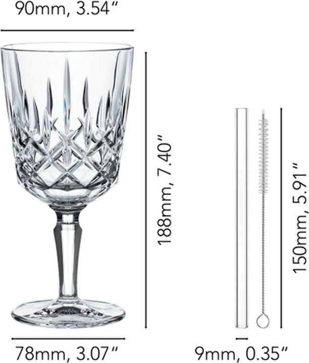 Produktbild Nachtmann Cocktailgläser / Weingläser mit Glastrinkhalmen Noblesse (3.55 dl, 2 x, Gin Gläser)