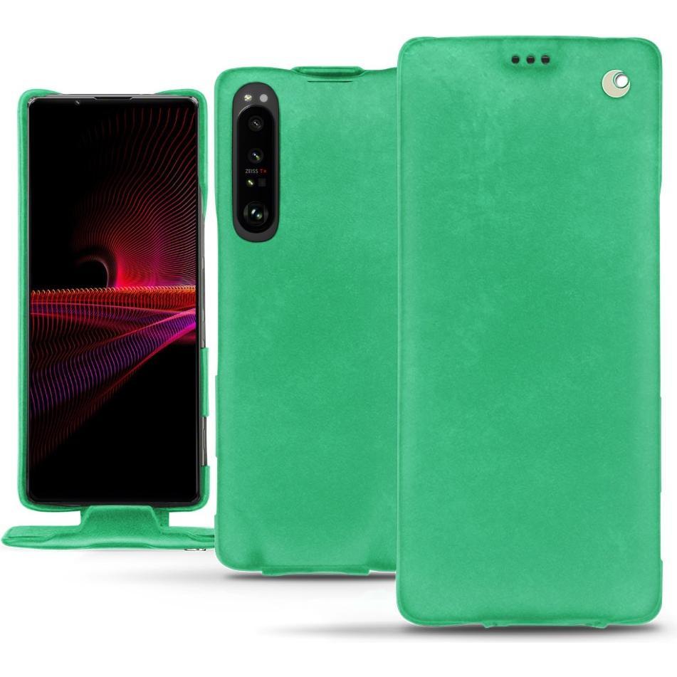 Noreve Lederschutzhülle vertikal (Sony Xperia 1 III), Smartphone Hülle, Grün