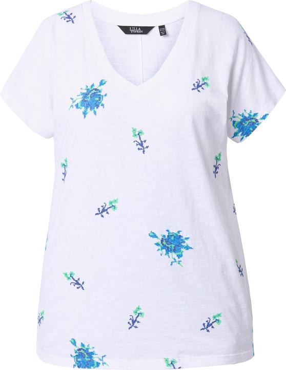 Produktbild Ulla Popken T-Shirt, Stickerei, Oversized, V-Ausschnitt, Halbarm (56)