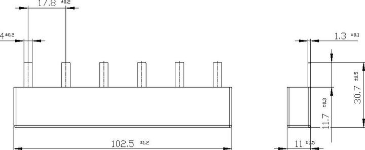 Actual product image Siemens Phase busbar 3ph 18mm 102.5mm 16qmm 80A 5ST3643