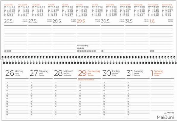 Actual product image Desk calendar 2025 blue, 29,6x9,9cm, office calendar with 120 pages, daily, weekly and weekly (German)