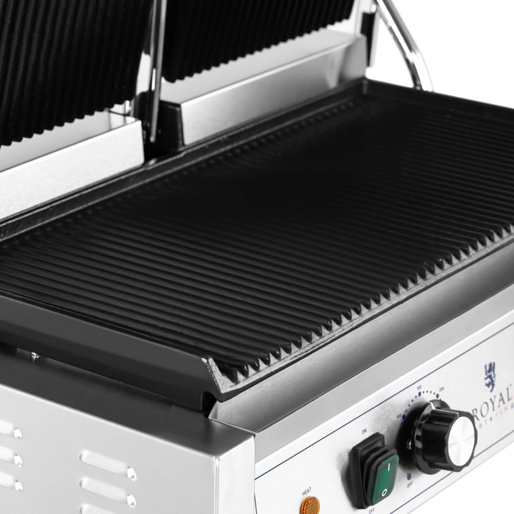 Produktbild Royal Catering Doppel Kontaktgrill Geriffelt Gastro 3600 W 50 - 300 °C Profi Elektro Grill