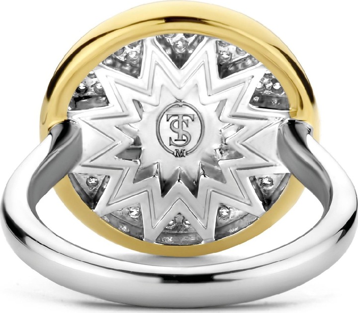 Produktbild Ti Sento Milano Ring Sonne mit Zirkonia bicolor vergoldet 12215ZY (56, 925 Silber)