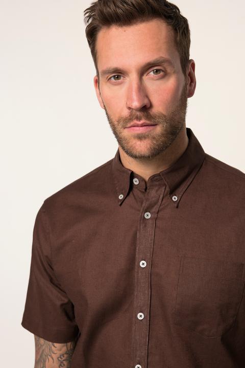 Immagine prodotto JP1880 Camicia dalla vestibilità moderna con lino, mezze maniche e colletto button-down (XL)