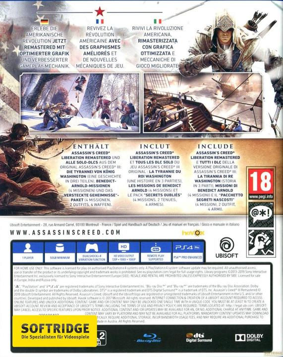 Produktbild Ubisoft Assassin's Creed 3 - Remastered (PS4, DE)