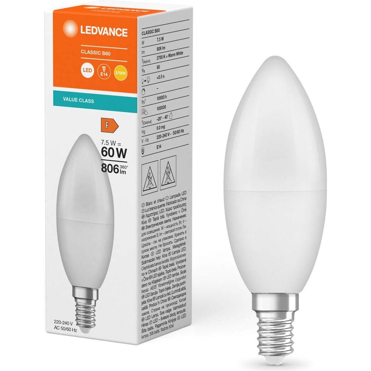 Thumbnail - Ledvance, Leuchtmittel, LED-Kerzenlampe (E14, 7.50 W, 806 lm, 1 x, F)