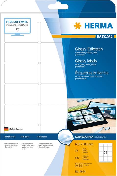 Produktbild HERMA Hochglanz Etiketten A4