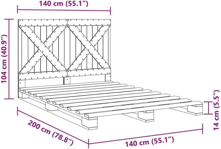 Image du produit vidaXL Bettgestell (140 x 200 cm)