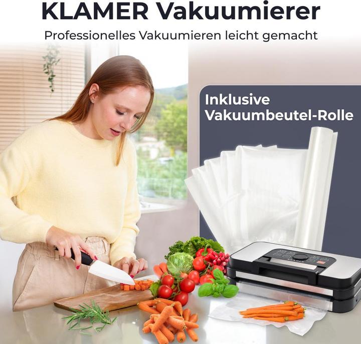 Image du produit KLAMER Premium Vakuumiergerät für Lebensmittel - Vakuumierer für trockene & feuchte Lebensmitte…