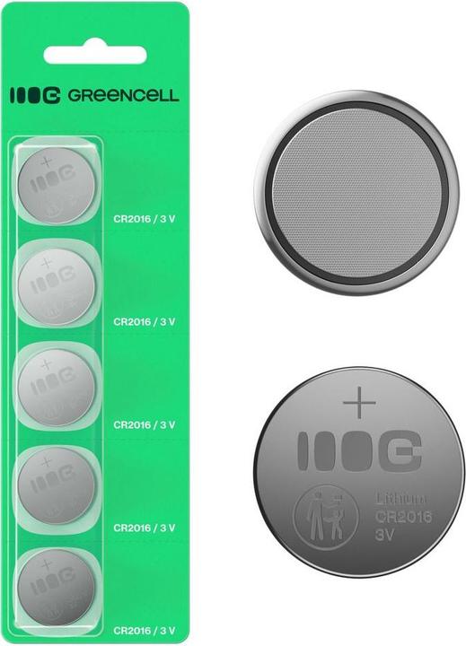 Actual product image GreenCell Charger Green cell Baterijas Green Cell Blister 5x Lithium Battery CR2016 (5 pcs., CR2016, 80 mAh)