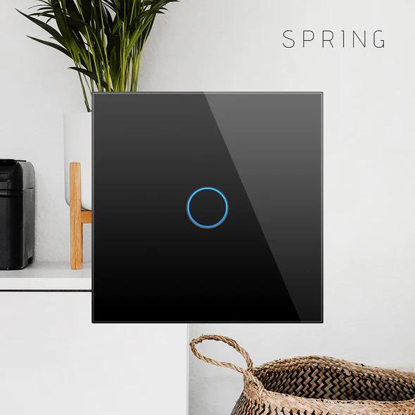 Image du produit Spring Two Gang, One Way Touch Switch, Noir de verre